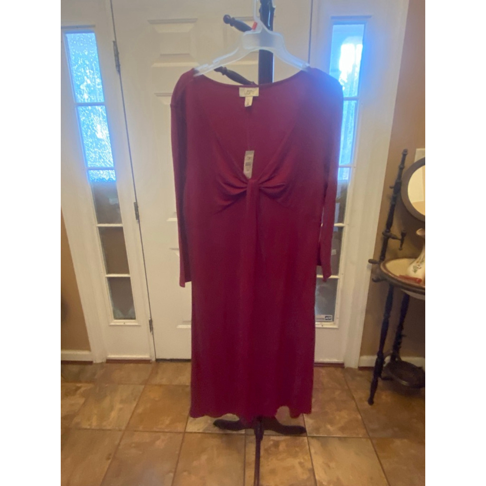 Women's Ann Taylor LOFT burgundy Long Sleeve Dress Size 14